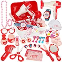 Vanplay Maletin Maquillaje niñas Joyero con Accesorios Cosméticos para 3 4 5 Años Juguete para Niños Juego Educativo (28…